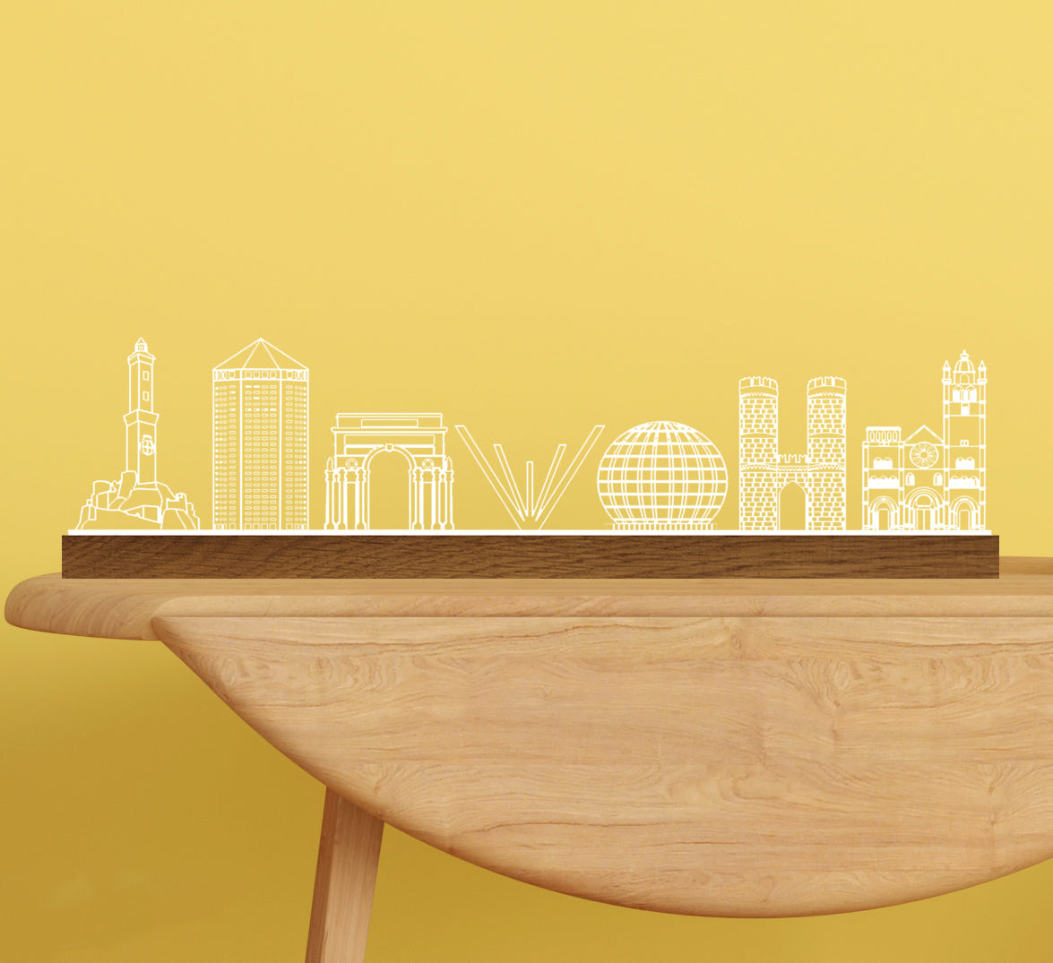 Lampada UrbanGlow® con skyline di Genova e illuminazione LED dimmerabile